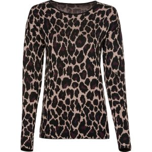 Sweter żakardowy. Brązowe swetry klasyczne bonprix, z żakardem, bez kołnierzyka. Za 114,99 zł.