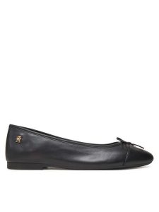 Tommy Hilfiger Baleriny Toe Cap Leather Ballerina FW0FW08759 Czarny. Czarne balerinki TOMMY HILFIGER, bez wzorów, ze skóry, bez obcasa, bez zapięcia. Za 299,99 zł.