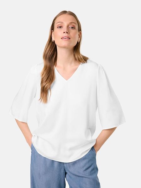 Gerry Weber Bluzka w kolorze białym rozmiar: 42. Białe bluzki Gerry Weber, s, bez wzorów, z wiskozy, klasyczne, bez kołnierzyka, bez ramiączek. Za 109,26 zł.