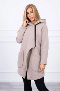 Bluza ocieplana z asymetrycznym suwakiem beżowa. Brązowe bluzy KESI, l, bez wzorów, z bawełny, bez kaptura. Za 238,37 zł.