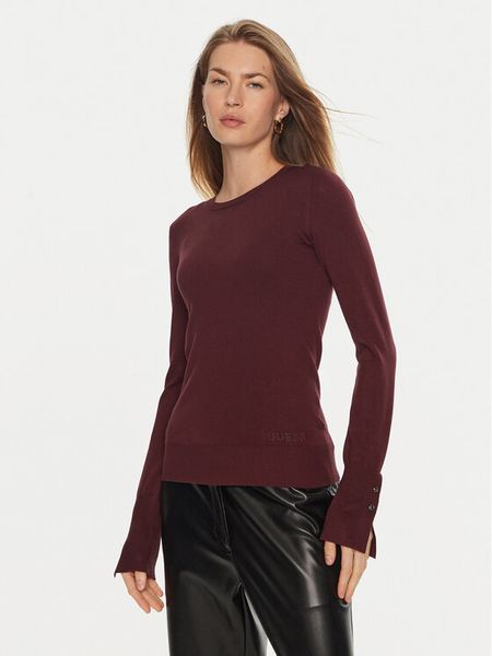 Guess Sweter Elinor W2YR30 Z2V62 Bordowy Regular Fit. Czerwone swetry klasyczne Guess, s, z wiskozy, bez kołnierzyka. Za 199,99 zł.