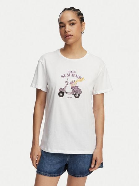 Liu Jo T-Shirt WA6502 JS923 Biały Regular Fit. Białe t-shirty Liu Jo, s, bez wzorów, z bawełny, bez kołnierzyka, bez ramiączek. Za 154,99 zł.
