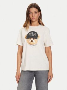 Guess T-Shirt V5BI09 I3Z14 Écru Relaxed Fit. T-shirty Guess, l, z aplikacjami, z bawełny, bez kołnierzyka, bez ramiączek. Za 139,99 zł.