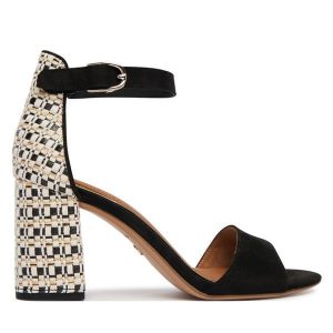 Sandały Tamaris. Czarne sandały Tamaris, bez wzorów, bez obcasa, na słupku, bez zapięcia. Za 329,99 zł.