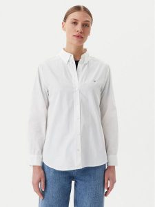 Tommy Jeans Koszula DW0DW20290 Biały Regular Fit. Białe koszule Tommy Jeans, l, bez wzorów, z bawełny, bez kołnierzyka, bez ramiączek. Za 229,99 zł.