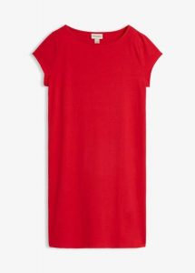 Sukienka T-shirtowa z elastycznej mieszanki bawełny. Czerwone sukienki bonprix, uniwersalny, bez wzorów, z bawełny, bez kołnierzyka, bez ramiączek. Za 59,99 zł.