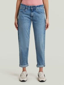 G-Star Dżinsy - Boyfriend fit - w kolorze niebieskim rozmiar: W27/L30. Niebieskie jeansy G-Star, z aplikacjami. Za 266,01 zł.