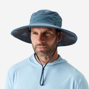 Kapelusz wędkarski Caperlan Anti-Uv 60 cm. Niebieskie kapelusze CAPERLAN, bez wzorów, z materiału, sportowe. Za 69,99 zł.