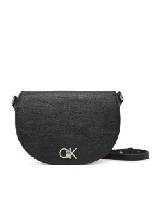 Calvin Klein Torebka Ck Hw Crossbody Saddle Bag_Tex K60K613233 Czarny. Czarne listonoszki Calvin Klein, bez wzorów, ze skóry, bez dodatków. Za 339,99 zł.