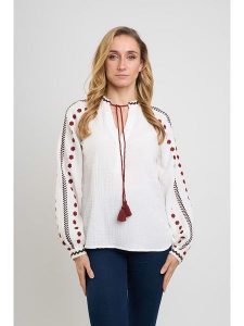 Marks & Spencer Bluzka w kolorze kremowym rozmiar: 44. Brązowe bluzki Marks & Spencer, bez wzorów, z bawełny, bez kołnierzyka, bez ramiączek. Za 61,46 zł.