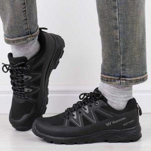 Czarne półbuty trekkingowe Softshell Vanhorn 34001. Czarne buty trekkingowe VanHorn, z materiału, bez zapięcia. Za 199,00 zł.