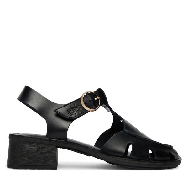 Sandały Fly London. Czarne sandały Fly London, bez wzorów, bez obcasa, na słupku, bez zapięcia. Za 505,99 zł.