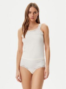 Guess Piżama O5RG04 KBBU1 Niebieski. Niebieskie piżamy Guess, z aplikacjami, z bawełny, bez ramiączek. Za 169,99 zł.