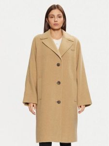 Tommy Jeans Płaszcz wełniany DW0DW20166 Beżowy Regular Fit. Brązowe płaszcze Tommy Jeans, na zimę, m, bez wzorów, z jeansu, bez kaptura. Za 939,99 zł.