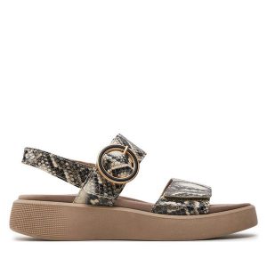 Sandały Gabor. Szare sandały Gabor, bez wzorów, bez obcasa, na płaskiej podeszwie, bez zapięcia. Za 499,99 zł.