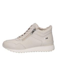 Caprice Skórzane sneakersy w kolorze kremowym rozmiar: 40. Brązowe trampki Caprice, bez wzorów, bez zapięcia. Za 274,24 zł.