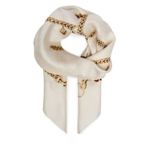 Chusta jedwabna Coach. Białe apaszki i chusty Coach, bez wzorów, z jedwabiu. Za 399,99 zł.