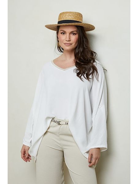 Curvy Lady Bluzka w kolorze białym rozmiar: 40/42. Białe bluzki Curvy Lady, bez wzorów, klasyczne, bez kołnierzyka, bez ramiączek. Za 84,21 zł.