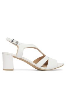 Caprice Sandały 9-28308-46 Biały. Białe sandały Caprice, bez wzorów, ze skóry, bez obcasa, na słupku, bez zapięcia. Za 228,99 zł.
