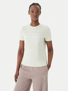 Guess T-Shirt V6GI07 K2968 Zielony Regular Fit. Zielone t-shirty Guess, xl, z aplikacjami, z bawełny, bez kołnierzyka, bez ramiączek. Za 154,99 zł.