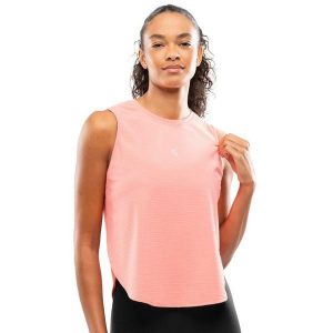 Damska koszulka do biegania bez rękawów Fitness Siroko Seine Coral Pink. Czerwone koszule nocne SIROKO, bez wzorów, z materiału, bez ramiączek. Za 100,00 zł.