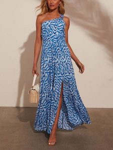 Milan Kiss Sukienka w kolorze niebiesko-białym rozmiar: M. Białe sukienki Milan Kiss, na imprezę, m, bez wzorów, bez kołnierzyka, bez ramiączek, maxi. Za 162,11 zł.