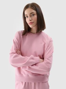 4F Bluza dresowa nierozpinana bez kaptura damska - różowa L. Czerwone bluzy 4f, l, bez wzorów, z bawełny, bez kaptura. Za 129,99 zł.