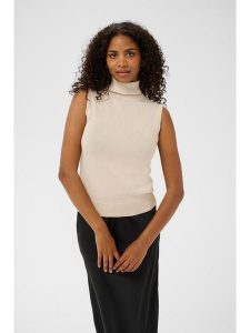 Kaffe Bezrękawnik w kolorze kremowym rozmiar: M. Brązowe golfy Kaffe, bez wzorów. Za 125,85 zł.