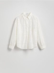 Koszula z lyocellem - biały. Białe koszule Reserved, l, bez wzorów, z lyocellu, bez kołnierzyka, bez ramiączek. W wyprzedaży za 59,99 zł.