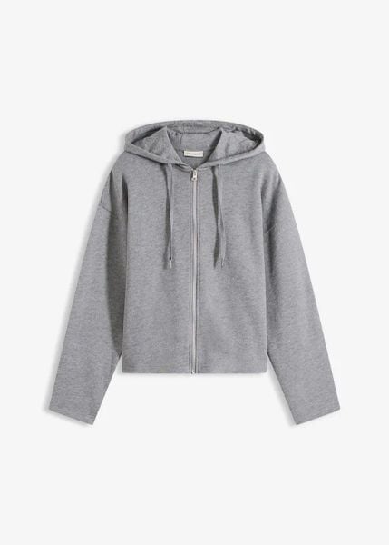 Bluza rozpinana z bawełną organiczną. Szare bluzy bonprix, bez wzorów, z bawełny, bez kaptura. Za 97,99 zł.
