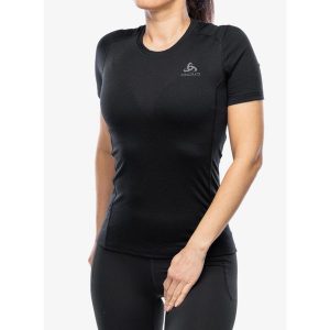 Koszulka termoaktywna damska Odlo Merino 200 BL Top Crew Neck SS. Czarne koszule nocne ODLO, bez wzorów, bez ramiączek. Za 298,99 zł.