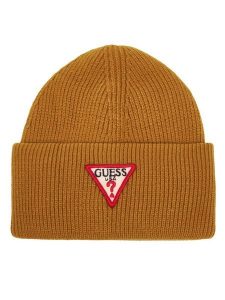 Guess Czapka AW5234 VIS01 Brązowy. Brązowe czapki Guess, z aplikacjami, z wiskozy. Za 139,99 zł.