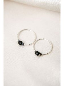 Lodie Silver Srebrne kolczyki-kreole z elementami ozdobnymi rozmiar: onesize. Szare kolczyki Lodie Silver, srebrne. Za 39,95 zł.