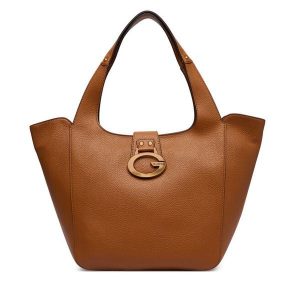 Torebka Guess. Brązowe shopper bag Guess, z aplikacjami, bez dodatków. Za 714,99 zł.
