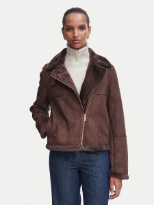 Rinascimento Kożuch sztuczny CFC0127147003 Brązowy ciemny Regular Fit. Brązowe płaszcze Rinascimento, xs, bez wzorów, z syntetyku, bez kaptura. Za 764,99 zł.