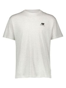 New Balance Koszulka "Uni-ssentials" w kolorze kremowym rozmiar: M-L. Brązowe bluzki New Balance, l, bez wzorów, bez kołnierzyka, bez ramiączek. Za 87,81 zł.