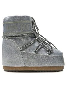 Moon Boot Śniegowce Icon Low Glitter 80D1409440 Srebrny. Szare buty zimowe Moon Boot, ze skóry, bez obcasa, bez zapięcia. Za 839,99 zł.