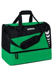 Torba sportowa z dolną przegrodą Erima Six Wings. Czarne torby podróżne i sportowe Erima, bez wzorów, z poliesteru, na ramię. Za 139,99 zł.