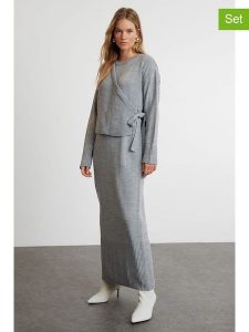 Trendyol 2-częściowy zestaw w kolorze szarym rozmiar: S. Szare swetry oversize Trendyol, s, bez wzorów, bez ramiączek. Za 130,99 zł.