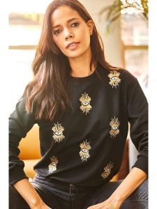 Olalook Bluza w kolorze czarnym rozmiar: M. Czarne bluzy Olalook, m, bez wzorów, bez kaptura. Za 68,45 zł.