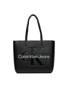 Calvin Klein Jeans Torebka Sculpted Shopper29 Mono K60K610276 Czarny. Czarne shopper bag Calvin Klein Jeans, bez wzorów, z jeansu, bez dodatków. Za 339,99 zł.