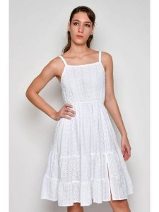 Tarifa Sukienka w kolorze białym rozmiar: S. Białe sukienki Tarifa, s, bez wzorów, z bawełny, bez kołnierzyka, bez ramiączek, midi. Za 127,35 zł.