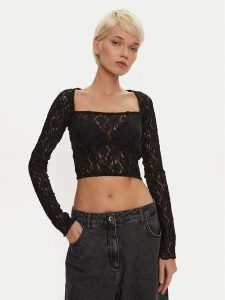 ROTATE Bluzka Amalina 113069100 Czarny Slim Fit. Czarne bluzki Rotate, bez wzorów, z bawełny, bez kołnierzyka, bez ramiączek. Za 399,99 zł.