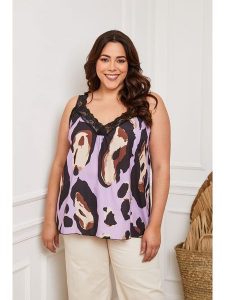 Plus Size Company Top "Fionas" w kolorze fioletowo-czarnym rozmiar: 38. Różowe topy Plus Size Company, plus size, bez wzorów, z koronki, klasyczne, bez kołnierzyka, bez ramiączek. Za 52,67 zł.