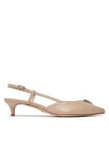 Guess Sandały Jesson FLPJES LEA05 Beżowy. Brązowe sandały Guess, z aplikacjami, ze skóry, bez obcasa, na słupku, bez zapięcia. Za 329,99 zł.
