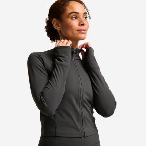 Bluza na zamek damska Domyos fitness. Szare bluzy DOMYOS, s, bez wzorów, z elastanu, bez kaptura. Za 129,99 zł.