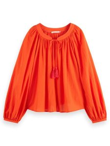 Scotch & Soda Bluzka w kolorze czerwonym rozmiar: 40. Czerwone bluzki Scotch & Soda, bez wzorów, z bawełny, bez kołnierzyka, bez ramiączek. Za 114,17 zł.