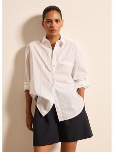 STEFANEL Koszula w kolorze kremowym rozmiar: L. Brązowe koszule Stefanel, l, bez wzorów, z bawełny, bez kołnierzyka, bez ramiączek. Za 165,99 zł.