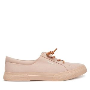 Tenisówki Pepe Jeans. Czerwone trampki Pepe Jeans, bez wzorów, z jeansu, bez zapięcia. Za 199,99 zł.