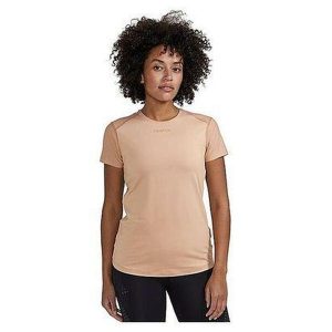 Damska koszulka o wąskim kroju Craft ADV Essence. Brązowe bluzki 4M, m, bez wzorów, sportowe, bez kołnierzyka, bez ramiączek. Za 163,50 zł.